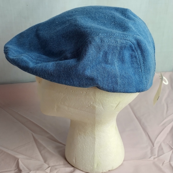 Vtg Denim Paperboy Hat By  Head Shots Medium 7 1/8 - 7 1/4 Kmart New Old Stock - Picture 2 of 9